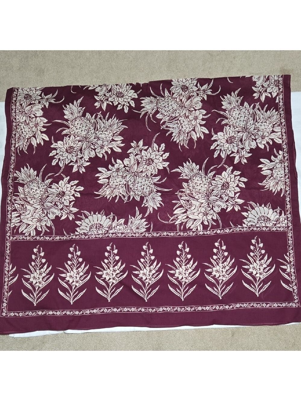 Floral Burgundy and Cream Quilt